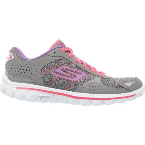 Womens Skechers GOwalk 2 Flash Gym Gray/Hot Pink   17248254