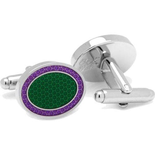 Mens Cufflinks Inc Green Oval Outline Cufflinks Green   17286625