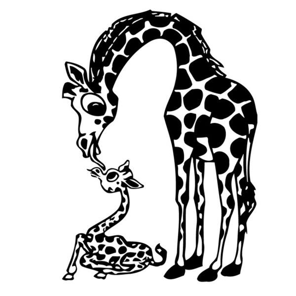 Giraffe Mom and Child Glossy Black Vinyl Wall Decal - Overstock - 8809354