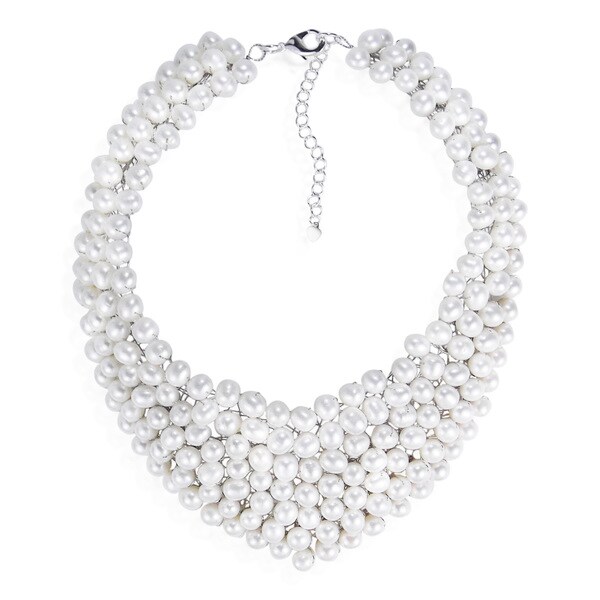 Circle Cascades Freshwater Pearl Collar Bridal Necklace (Thailand) Necklaces