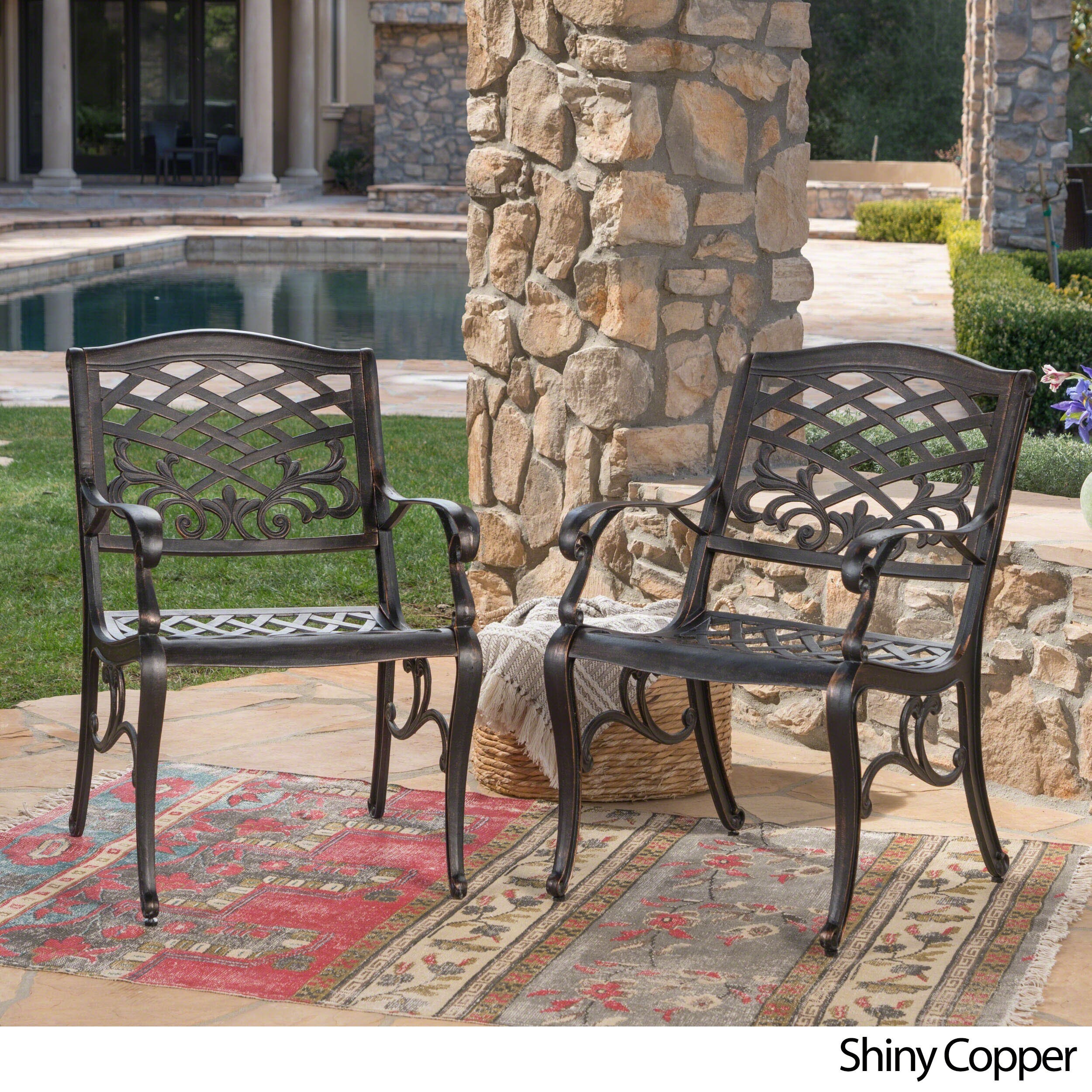 Sarasota Cast Aluminum Outdoor Chair By Christopher Knight Home Set Of 2