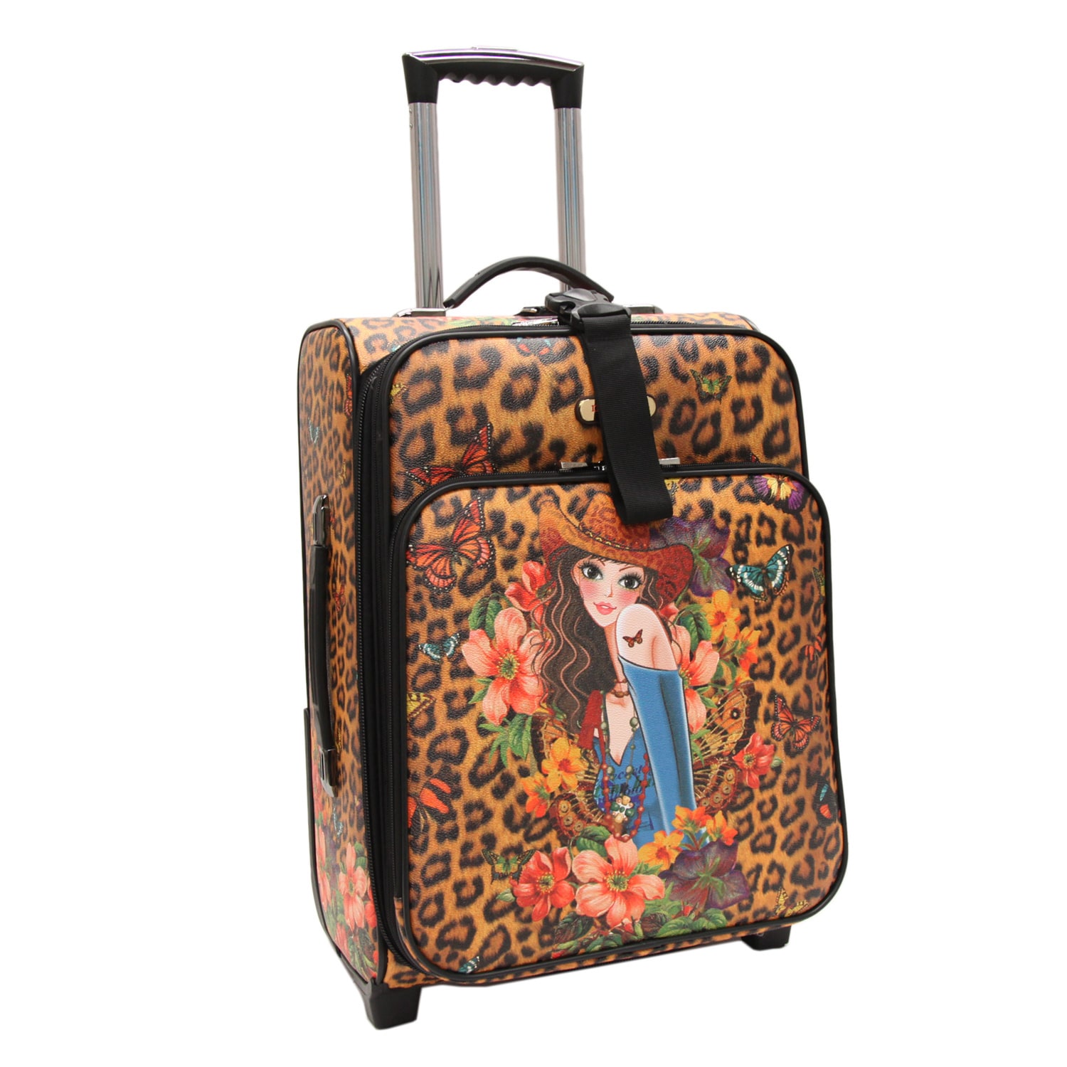 Nicole Lee Cleo Print Collection 20 inch Sandra Camel Carry On Rolling Expandable Upright