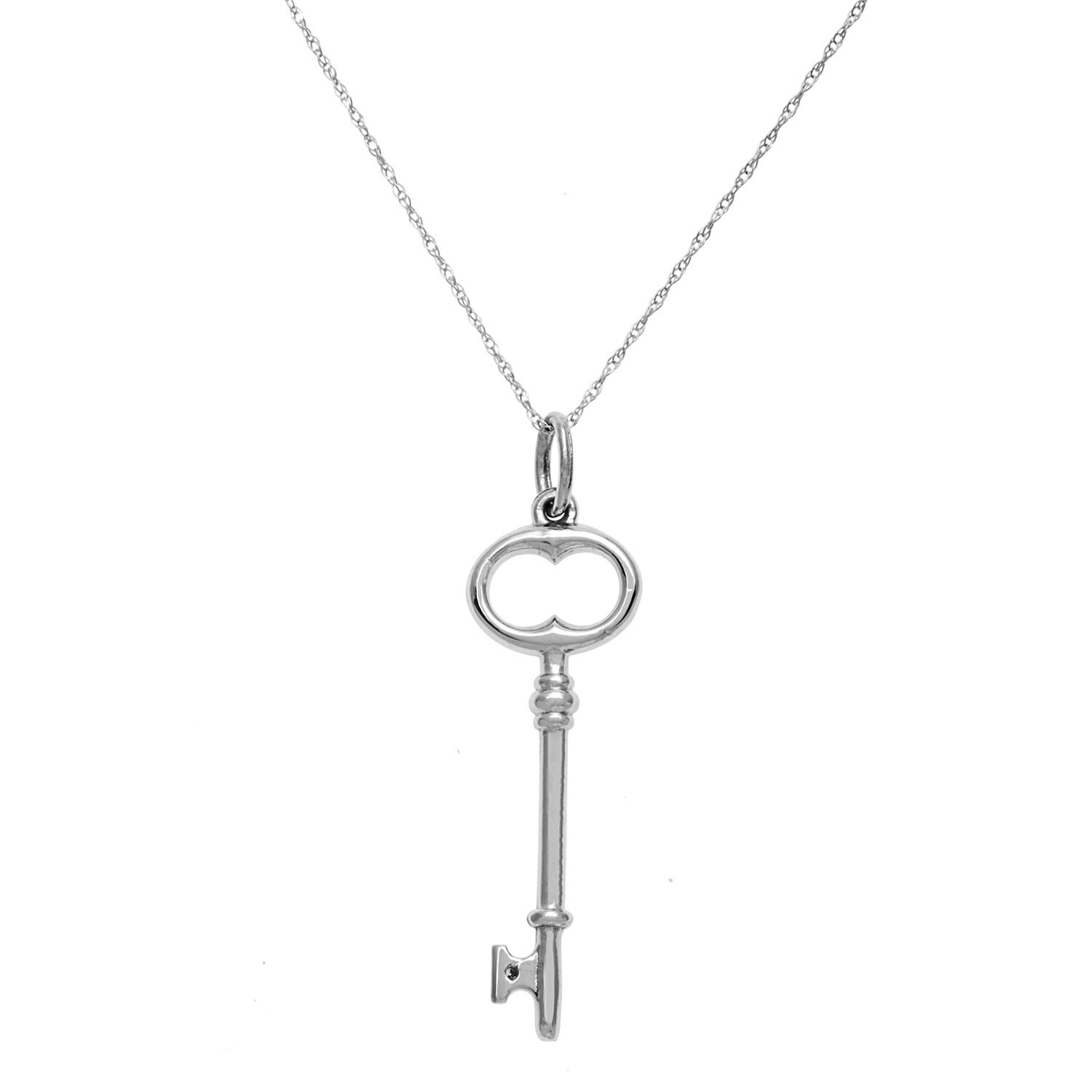 14k White Gold 1/10ct TDW Diamond Key Necklace 75005326738 eBay