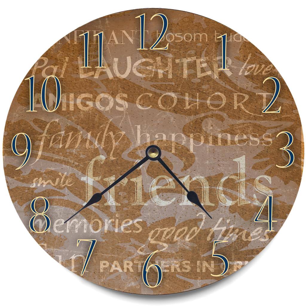 'Family, Happiness and Friends' Wood Wall Clock - 12 x 12