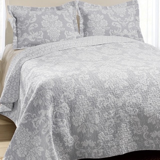 Shop Laura Ashley Venetia Grey Reversible Cotton 3-piece Quilt Set - On ...