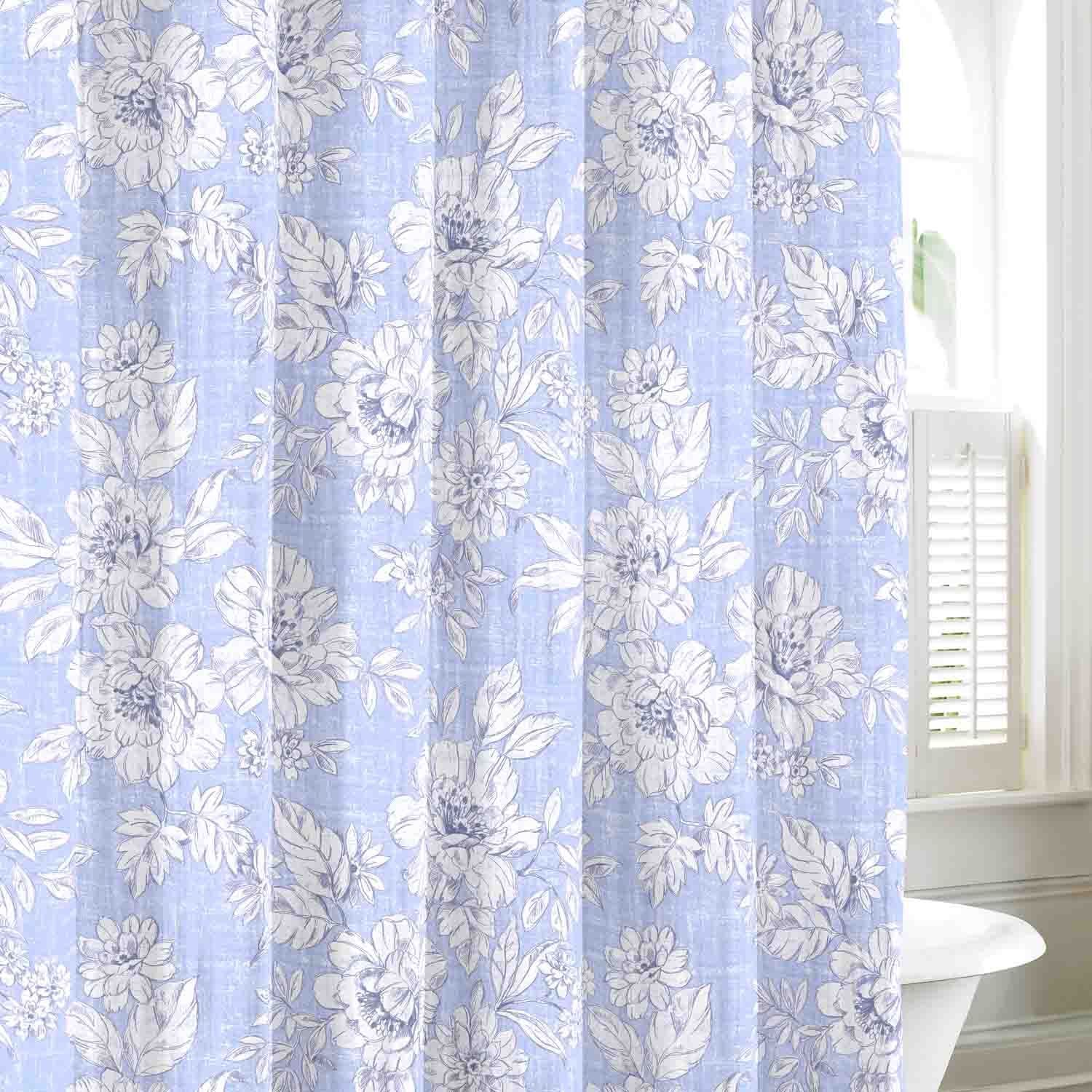 Laura Ashley Iris Sky Cotton Shower Curtain