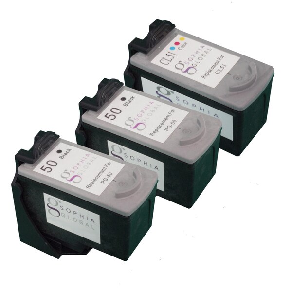 Sophia Global Remanufactured Ink Cartridge Replacement for Canon PG-50 and CL-51 (Pack of 3)