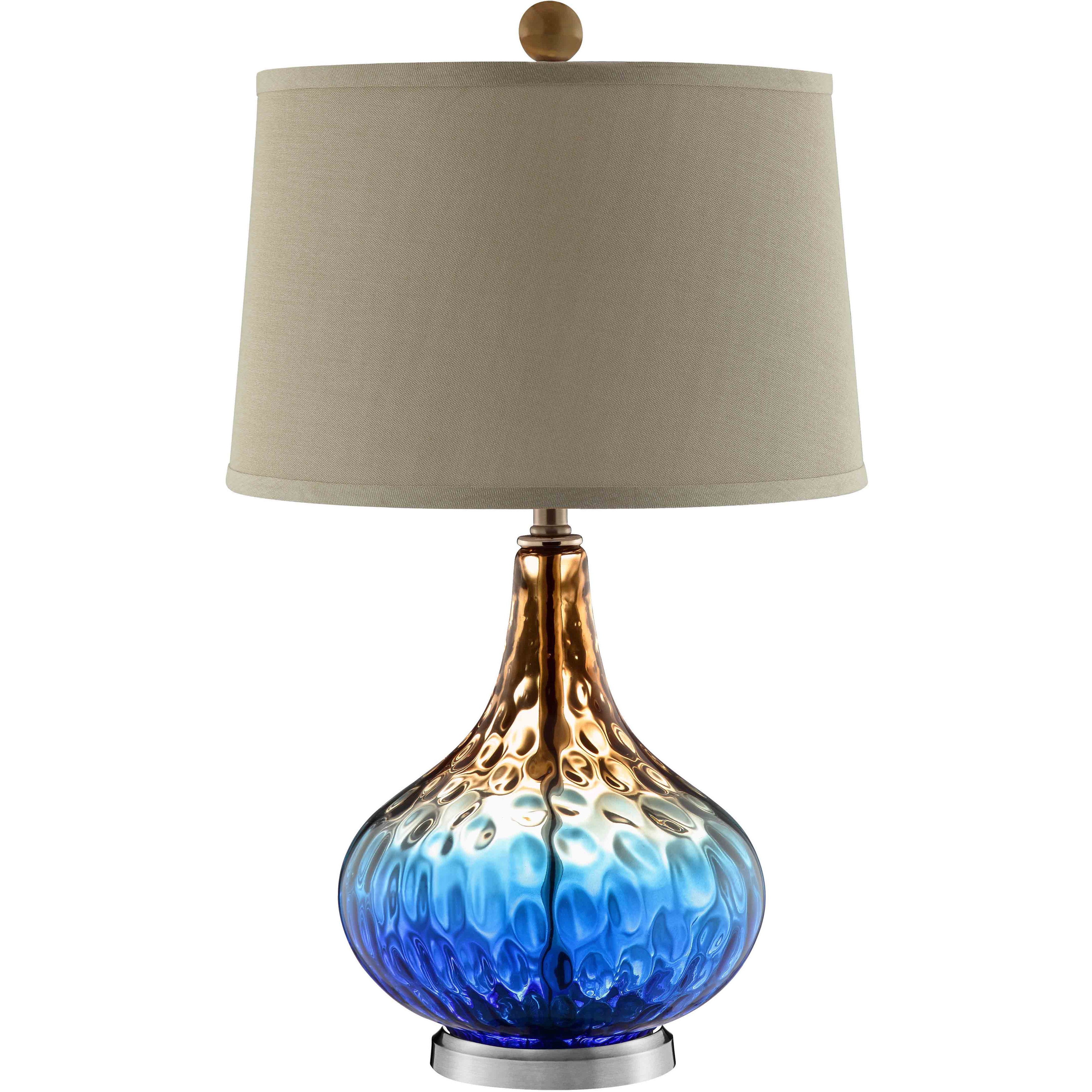 Shelley Glass 1 light Brushed Table Lamp