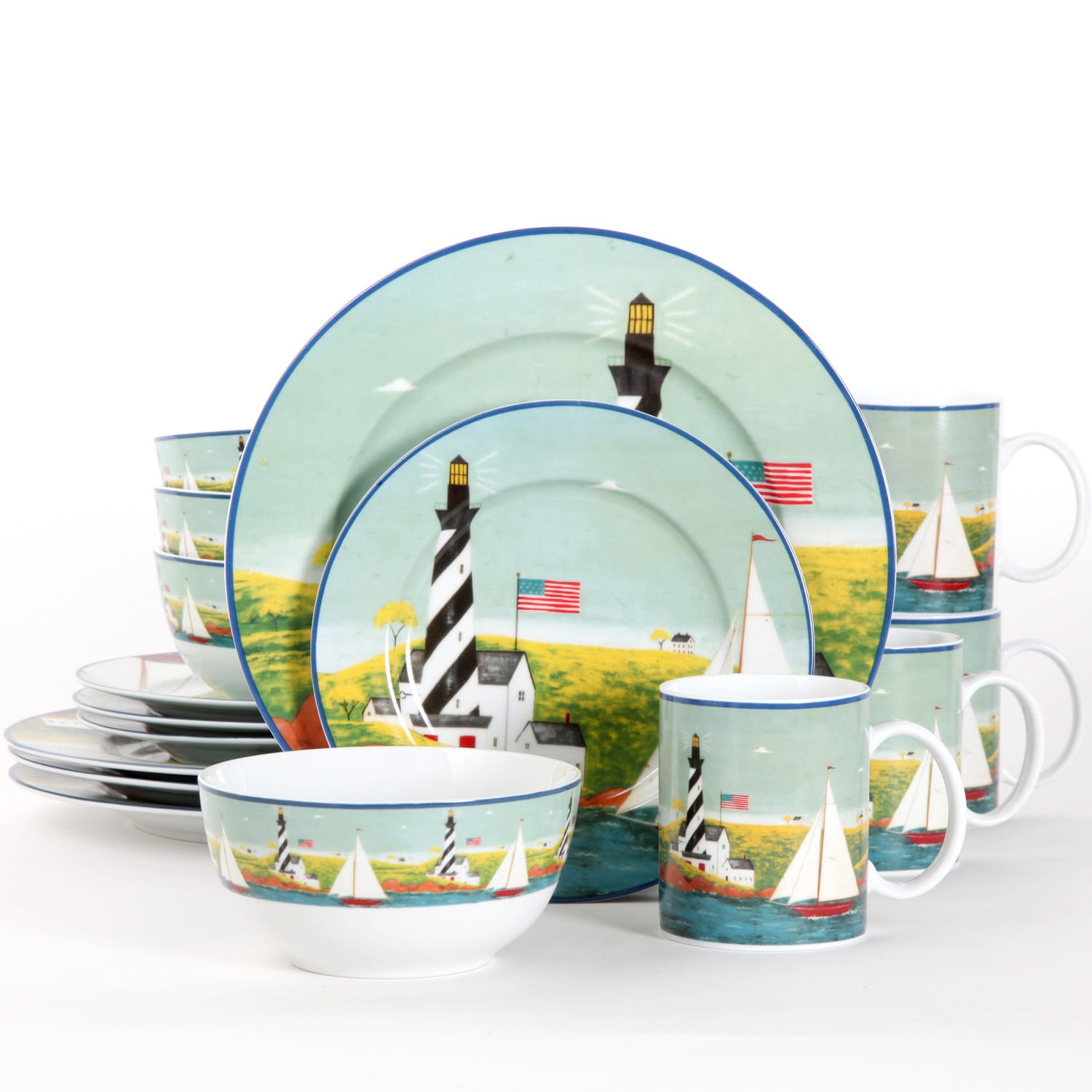 Gibson Home Coastal Breeze 16 piece Dinnerware Set