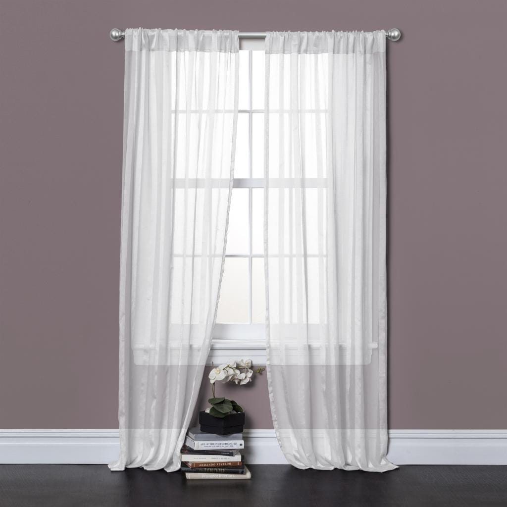 Lush Decor Rhythm White 84 inch Sheer Curtain Panel Pair