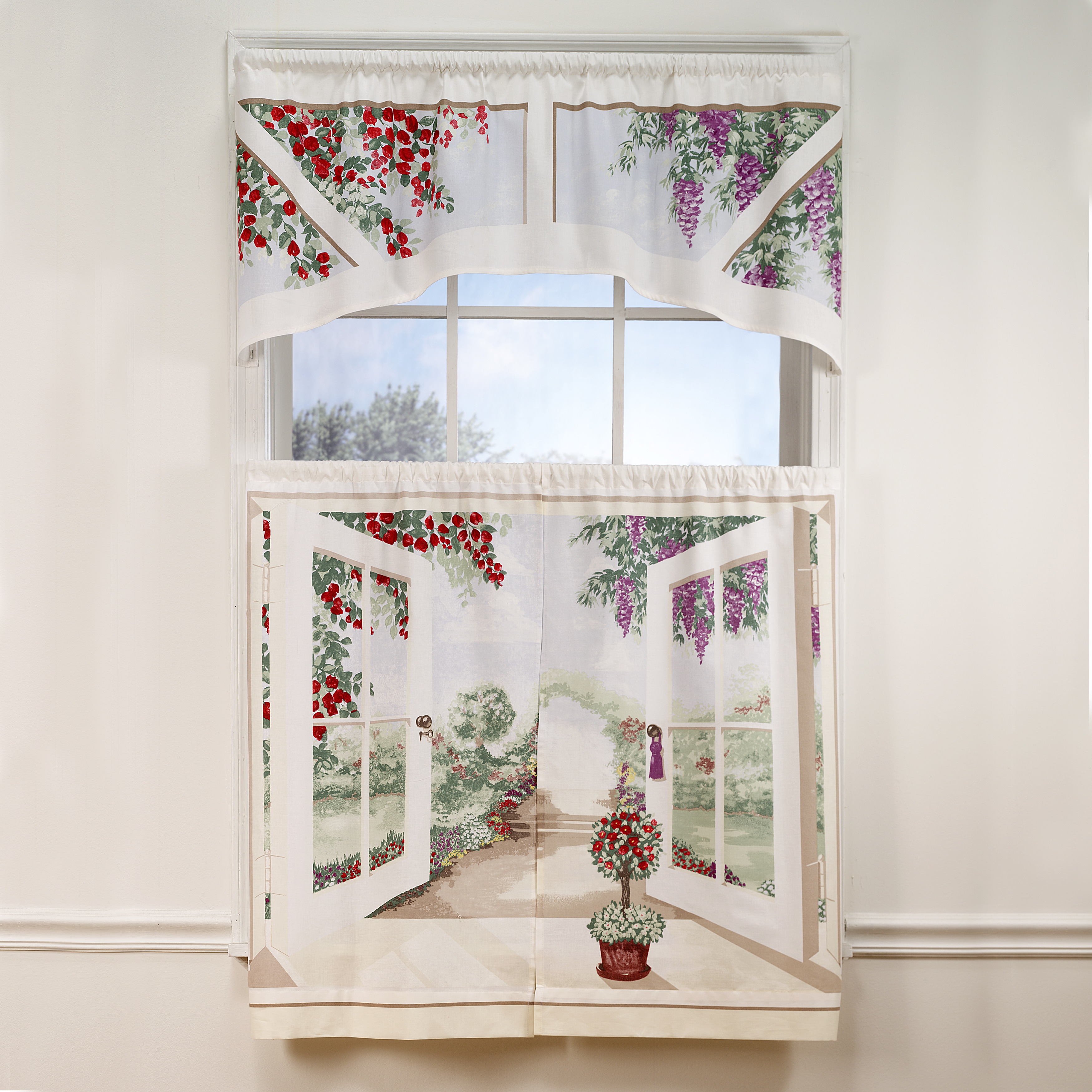 Cottage Garden 36 inch Tier And Valance Set