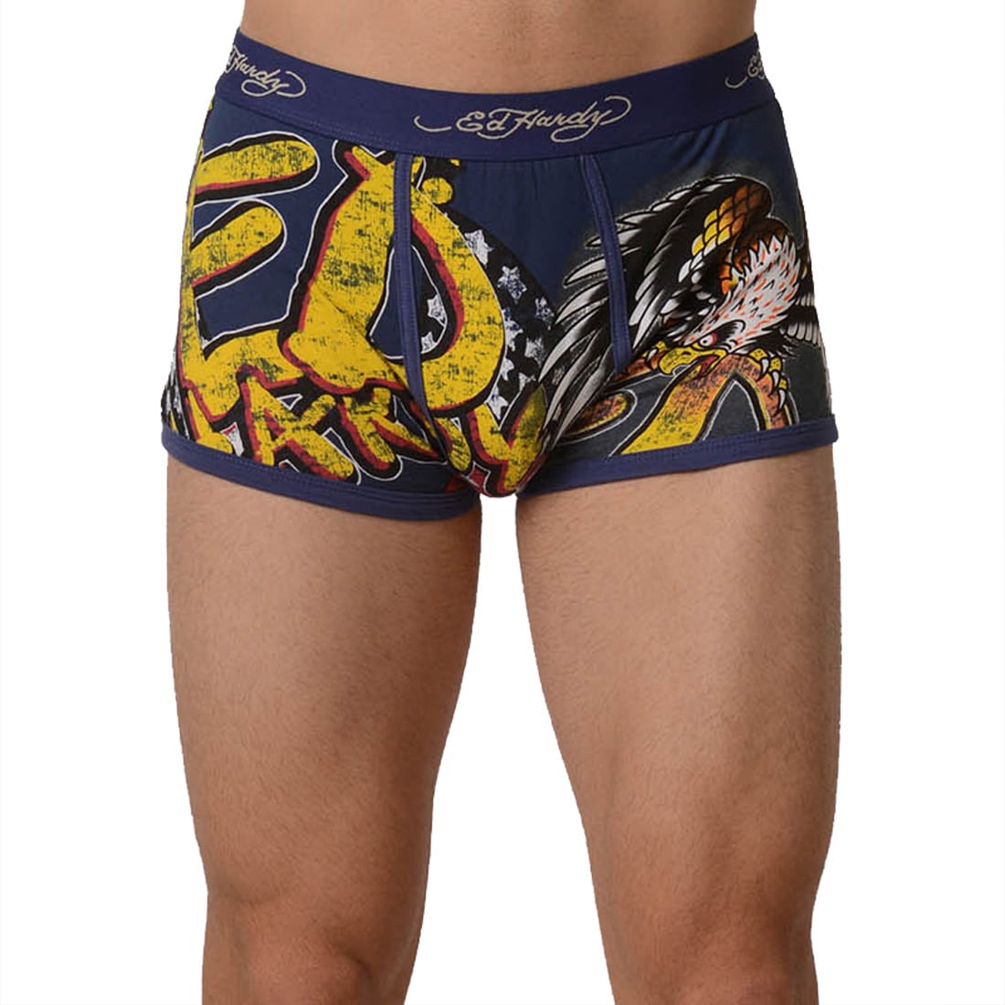 Ed Hardy Mens Eagle Has Landed Navy Trunk Underwear