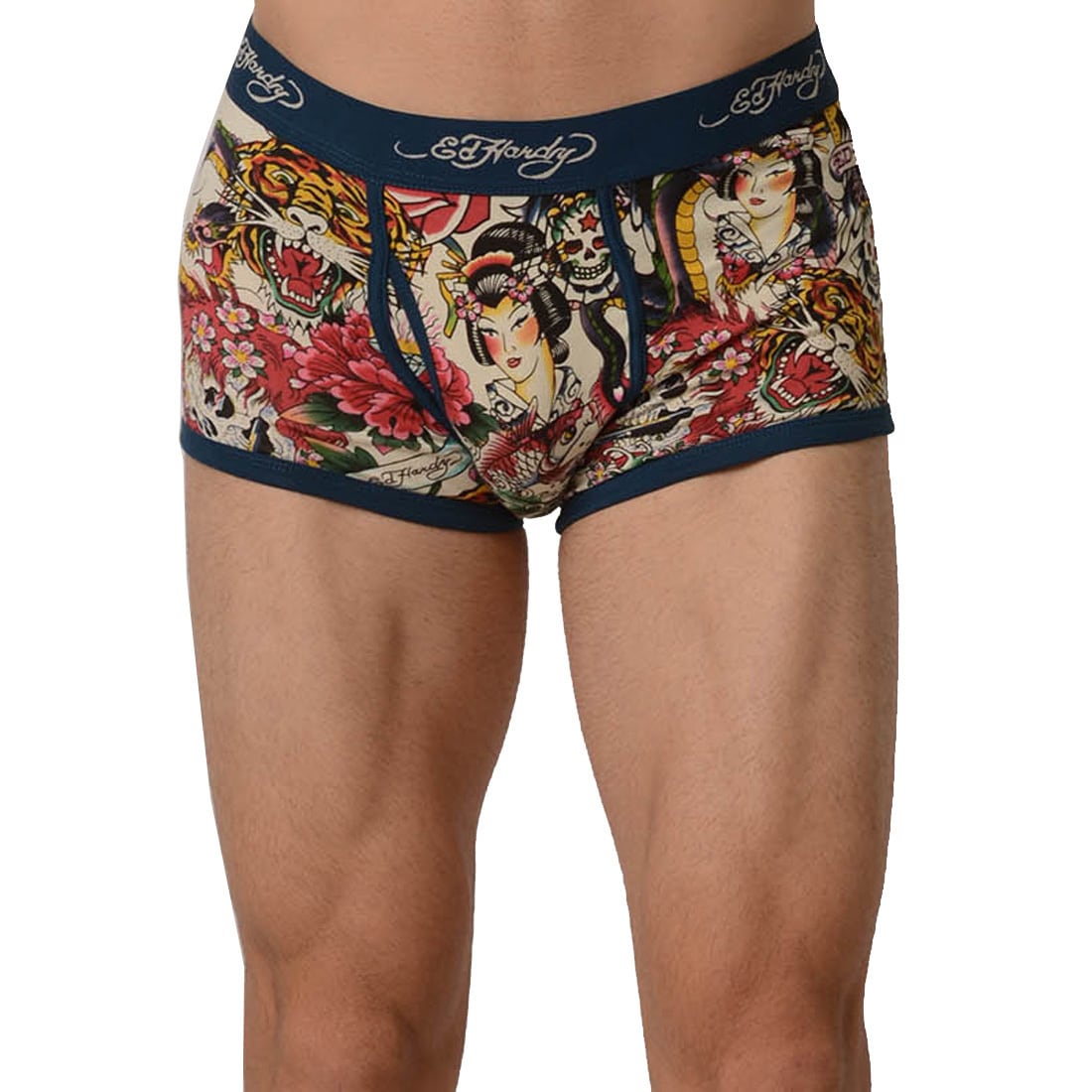 Ed Hardy Mens Tattoo Collage Ink Blue Premium Trunk Underwear