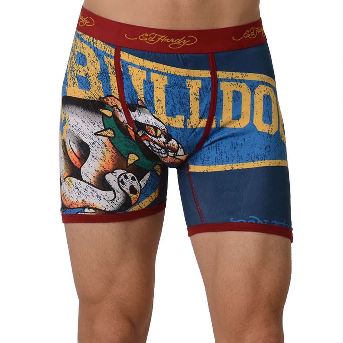 Ed Hardy Mens Lets Go Bulldogs Red Vintage Boxer Briefs