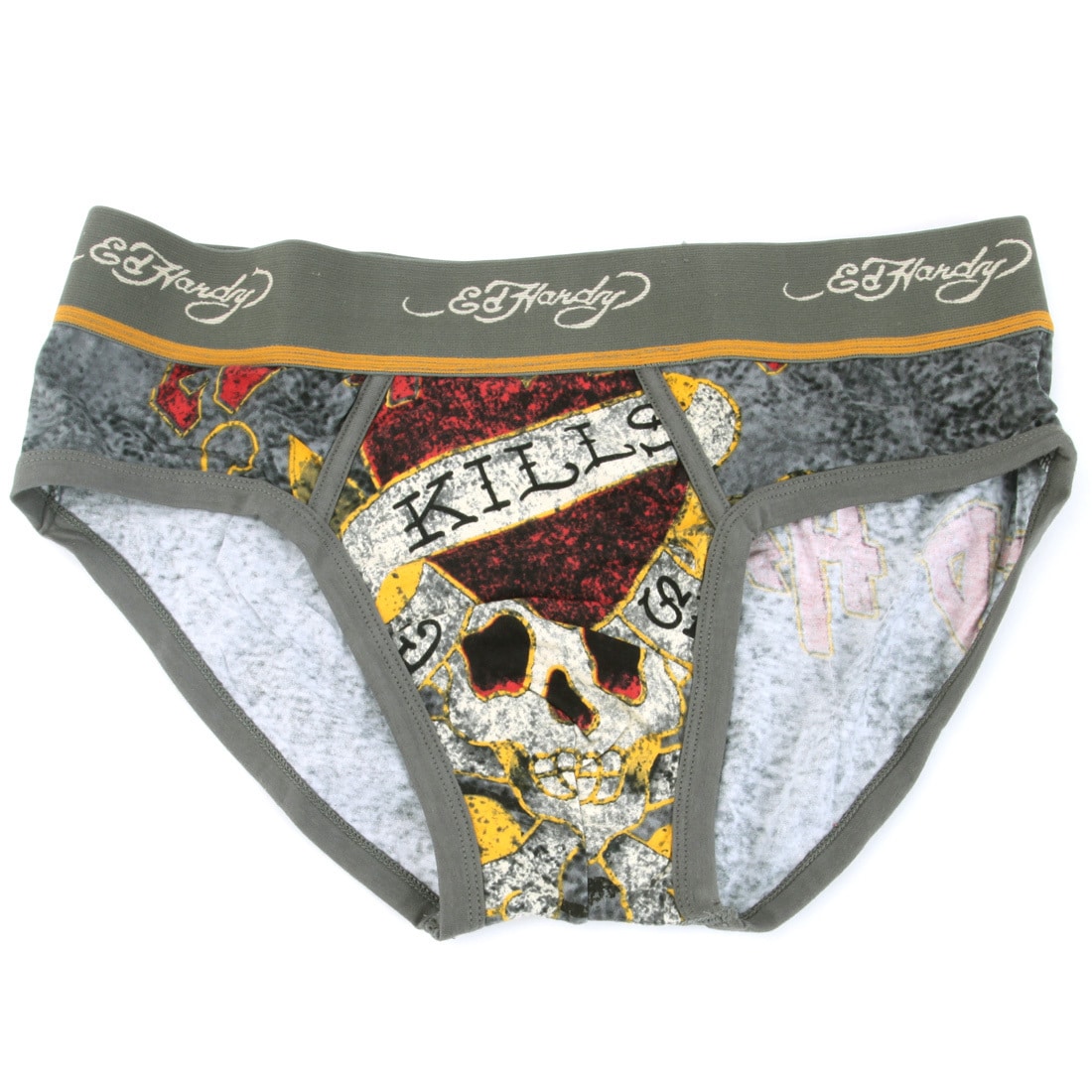 Ed Hardy Mens Love Kills Slowly Grey Premium Hip Briefs