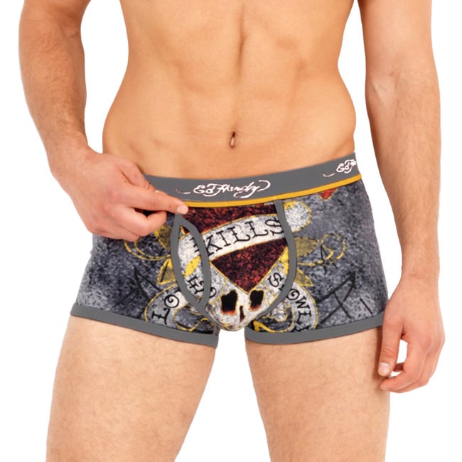 Ed Hardy Mens Love Kills Slowly Grey Premium Trunks