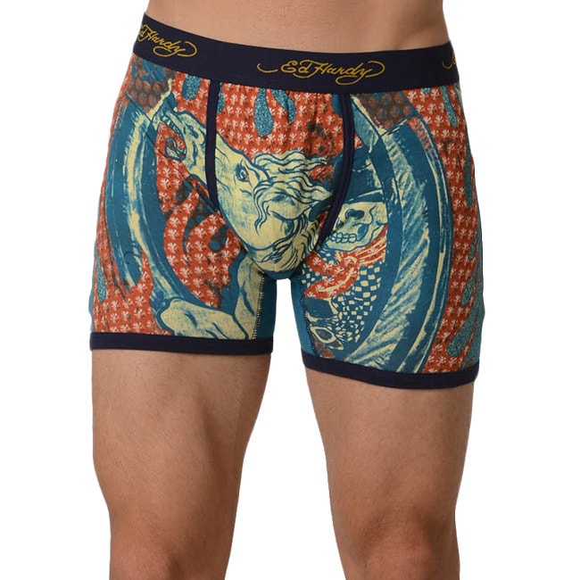 Ed Hardy Mens Navy Cowboy And Horse Boxer Brief