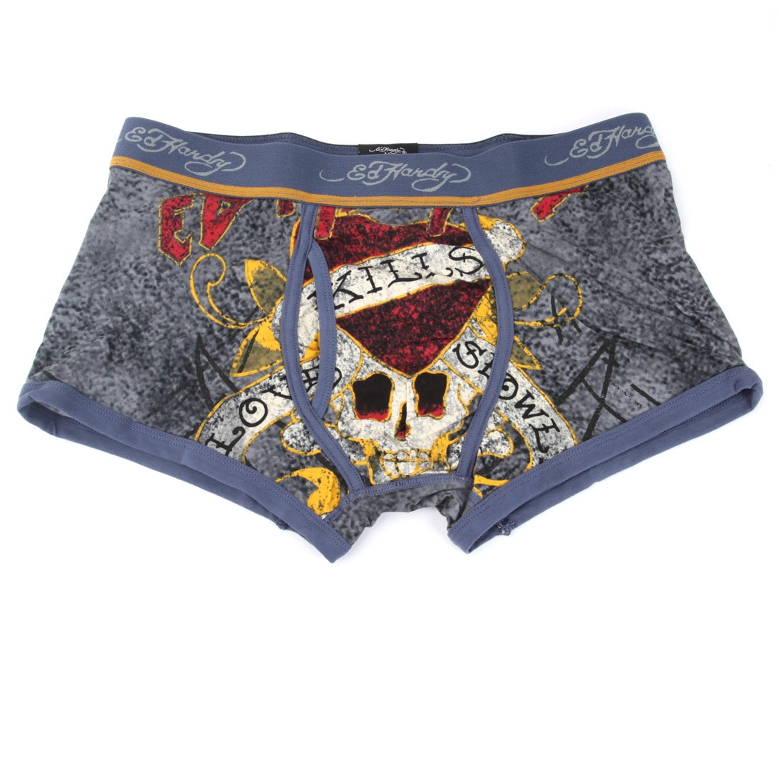 Ed Hardy Mens Love Kills Slowly Blue Premium Trunks