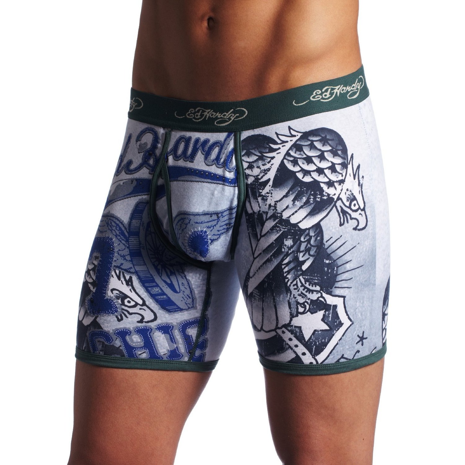 Ed Hardy Mens Teal Bold Eagle Premium Boxer Brief