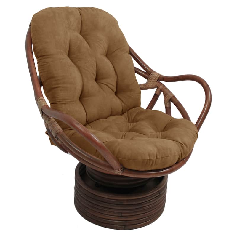 Blazing Needles 48-inch Microsuede Swivel Rocker Cushion - Saddle Brown