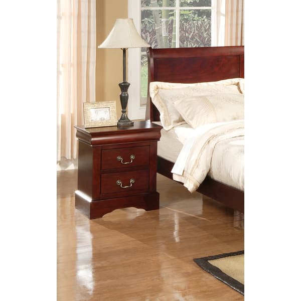 Louis Philippe Style Bedroom 3PC Set California King Size Bed 2x Nightstands Brown Cherry Finish Classic Bedroom Furniture, Size: 75