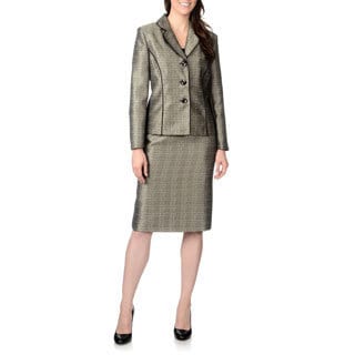 Danillo Women's Champagne and Black Single-breasted Skirt Suit