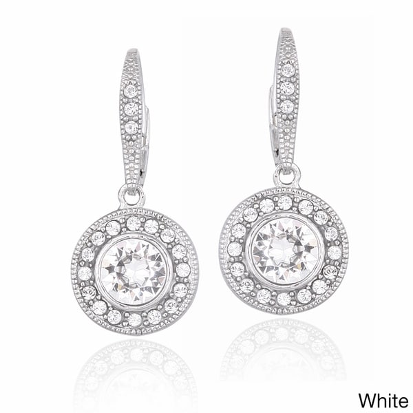 Crystal Ice Silvertone Crystal Halo Earrings with Swarovski Elements Crystal Ice Crystal, Glass & Bead Earrings