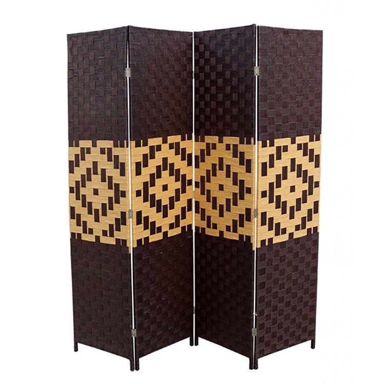 Hand crafted Espresso/ Brown Paper Straw Weave Screen
