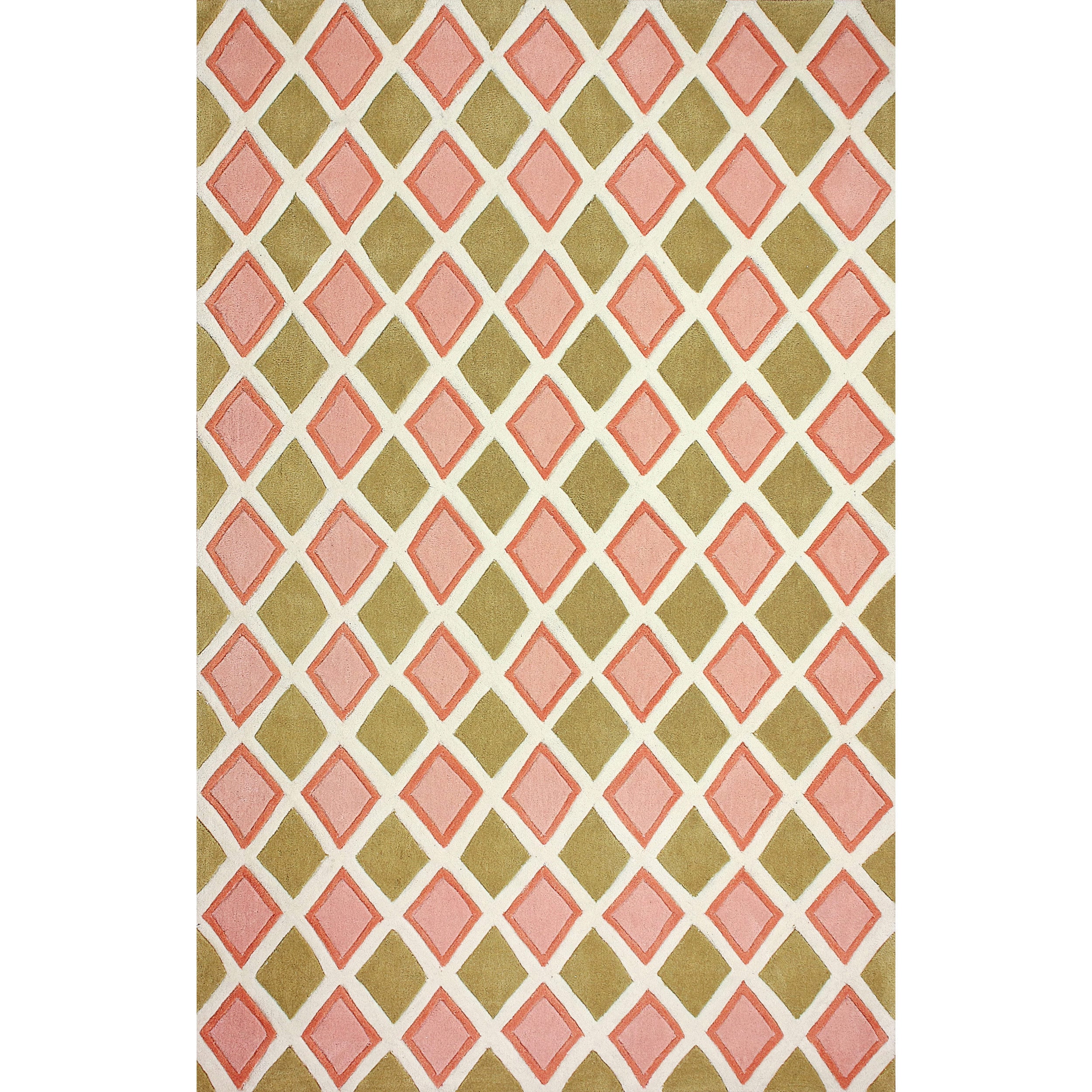 Nuloom Hand tufted Diamond Trellis Pink Rug (76 X 96)