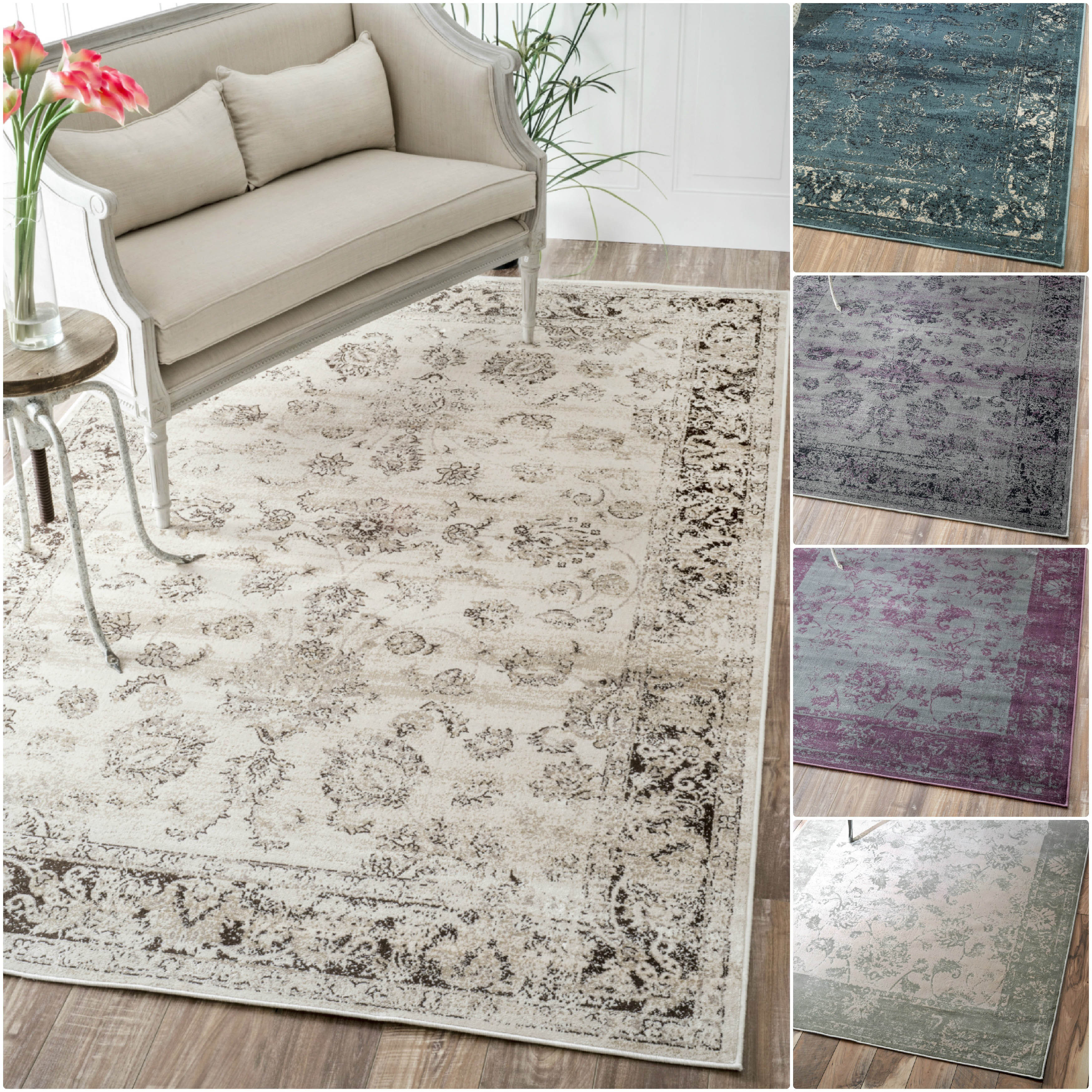 Nuloom Oriental Vintage Viscose Ashton Natural Rug (78 X 96)