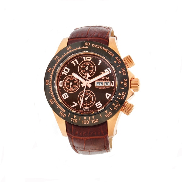 Shop Invicta Men's Slightly Blemished 'Speedway' Brown Leather Strap