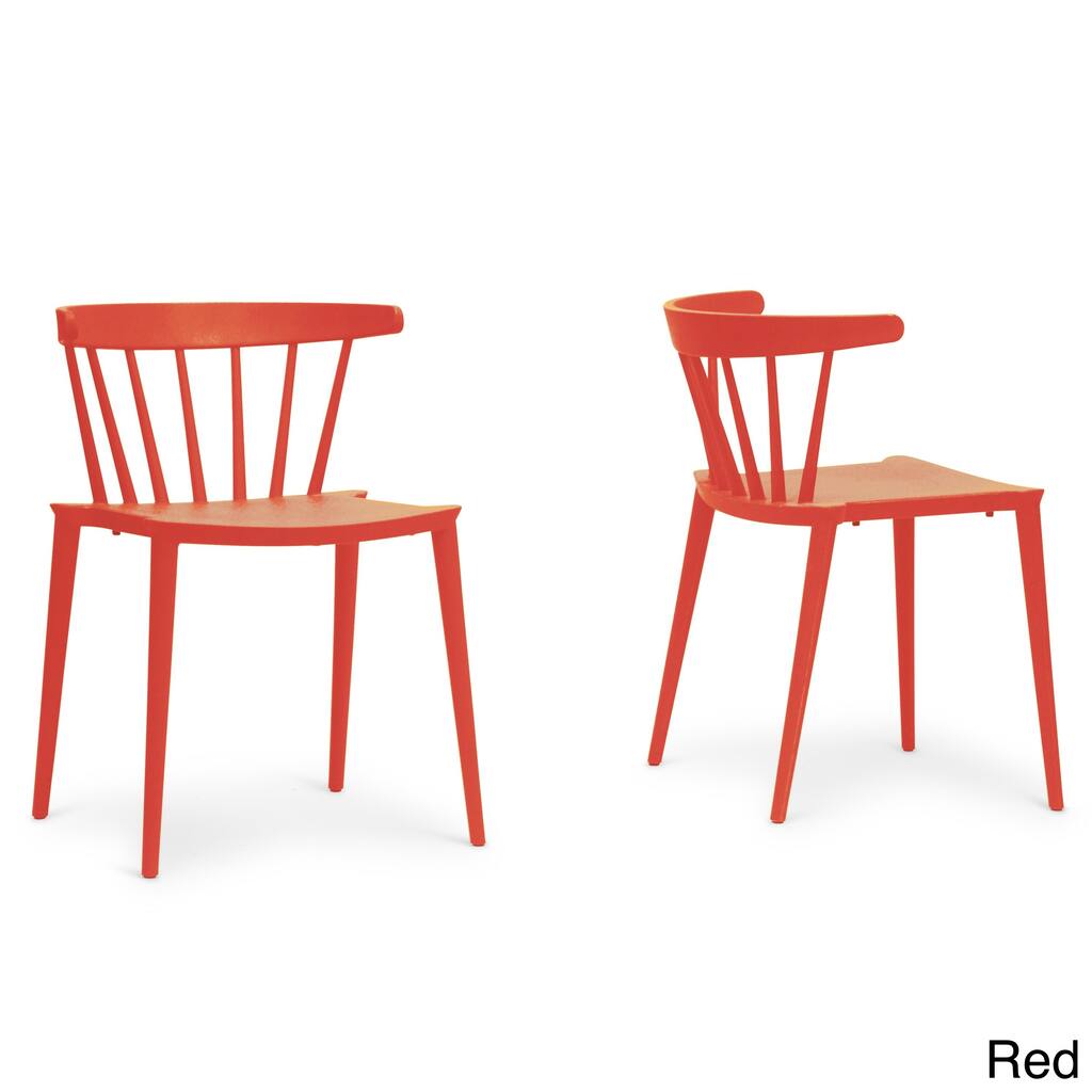 Baxton Studio Finchum Red Plastic Stackable Modern Dining Chair (Set of 2)