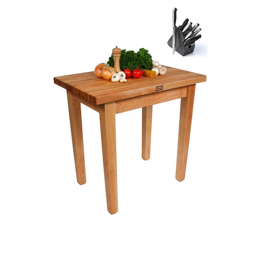 John Boos C01 Country Maple Butcher Block 36x24x35 Work Table With Bonus Cutting Board (NaturalDimensions 36 inches wide x 24 inches deep x 35 inches tall with a 1 3/4 thick topCare instructions Hand wash clean and dry; oil every 3 to 4 weeks for first 