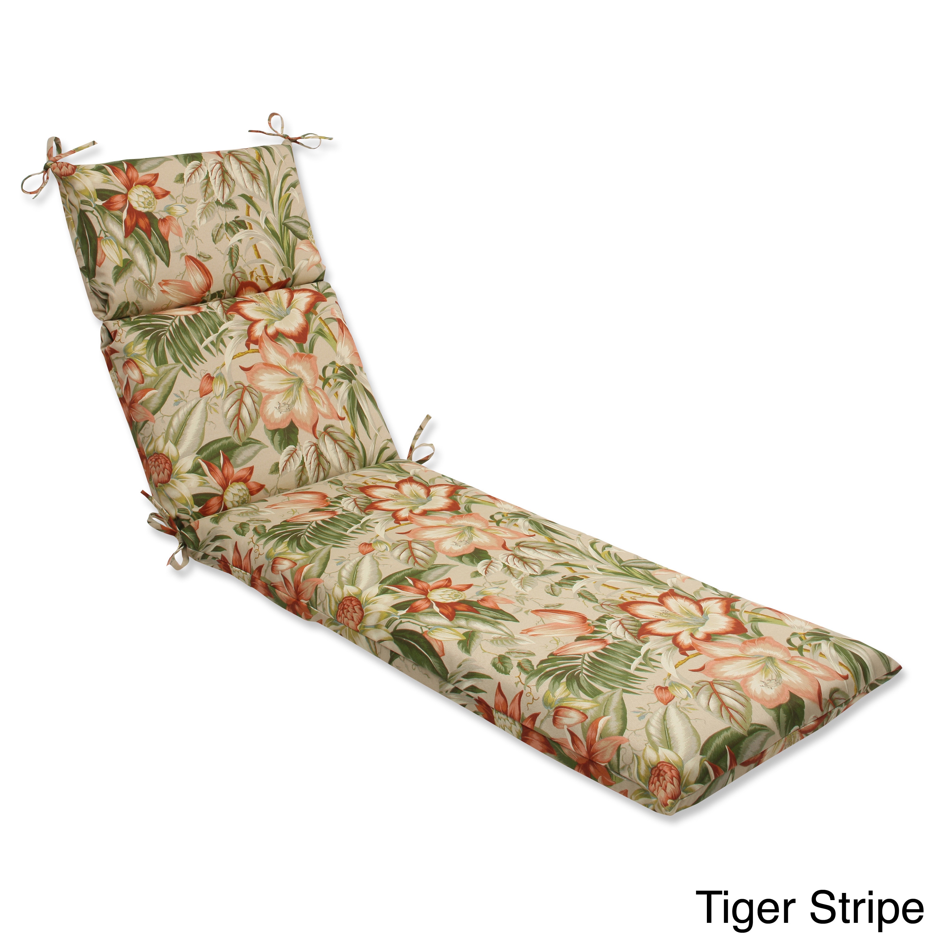 Outdoor Botanical Glow Tropical Chaise Lounge Cushion With Ties