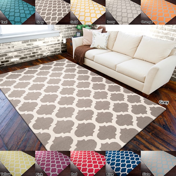 Hand-woven Malawi Moroccan Trellis Reversible Flatweave Wool Area Rug - 9' x 13'