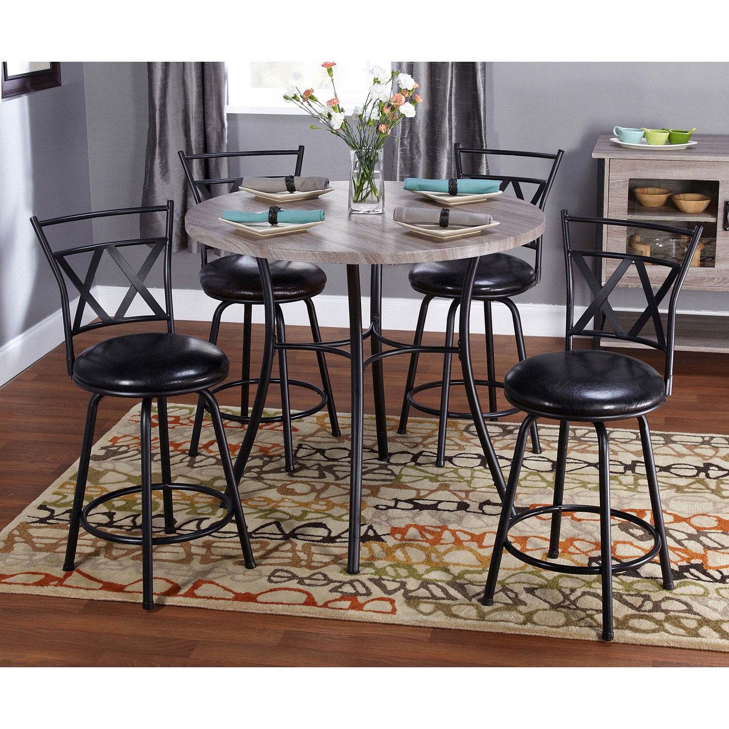 Tms 5 piece Seneca Adjustable Height Dining Set Black Size 5 Piece Sets