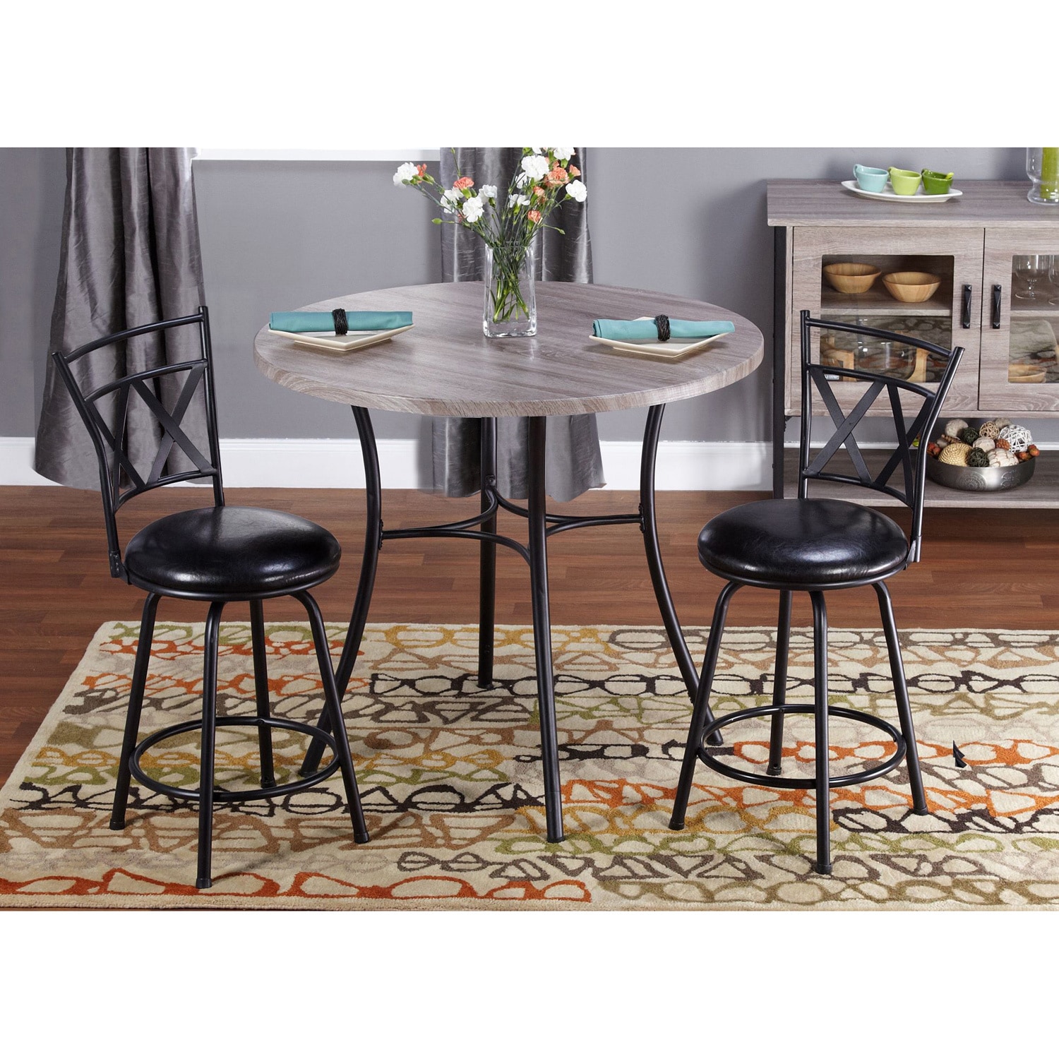 Tms 3 piece Seneca Adjustable Height Dining Set Black Size 3 Piece Sets