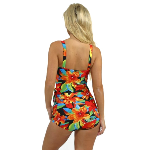 one piece swimsuit with attached sarong