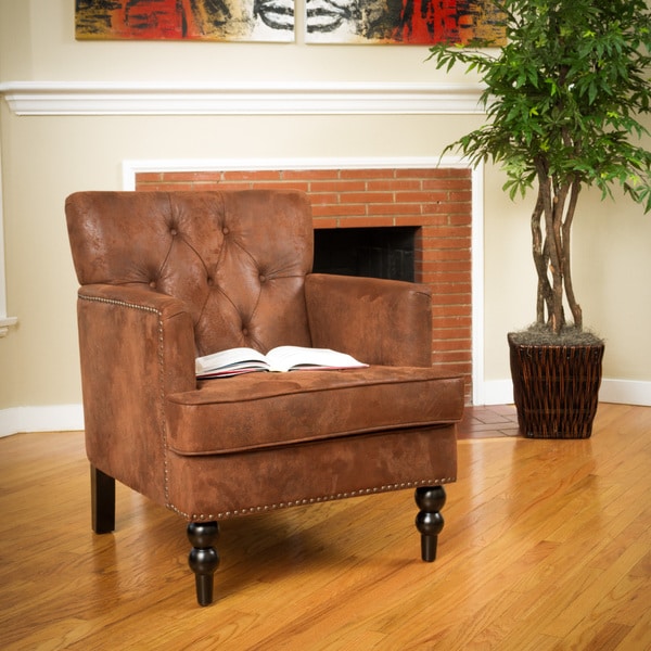 Malone Brown Tufted Club Chair by Christopher Knight Home