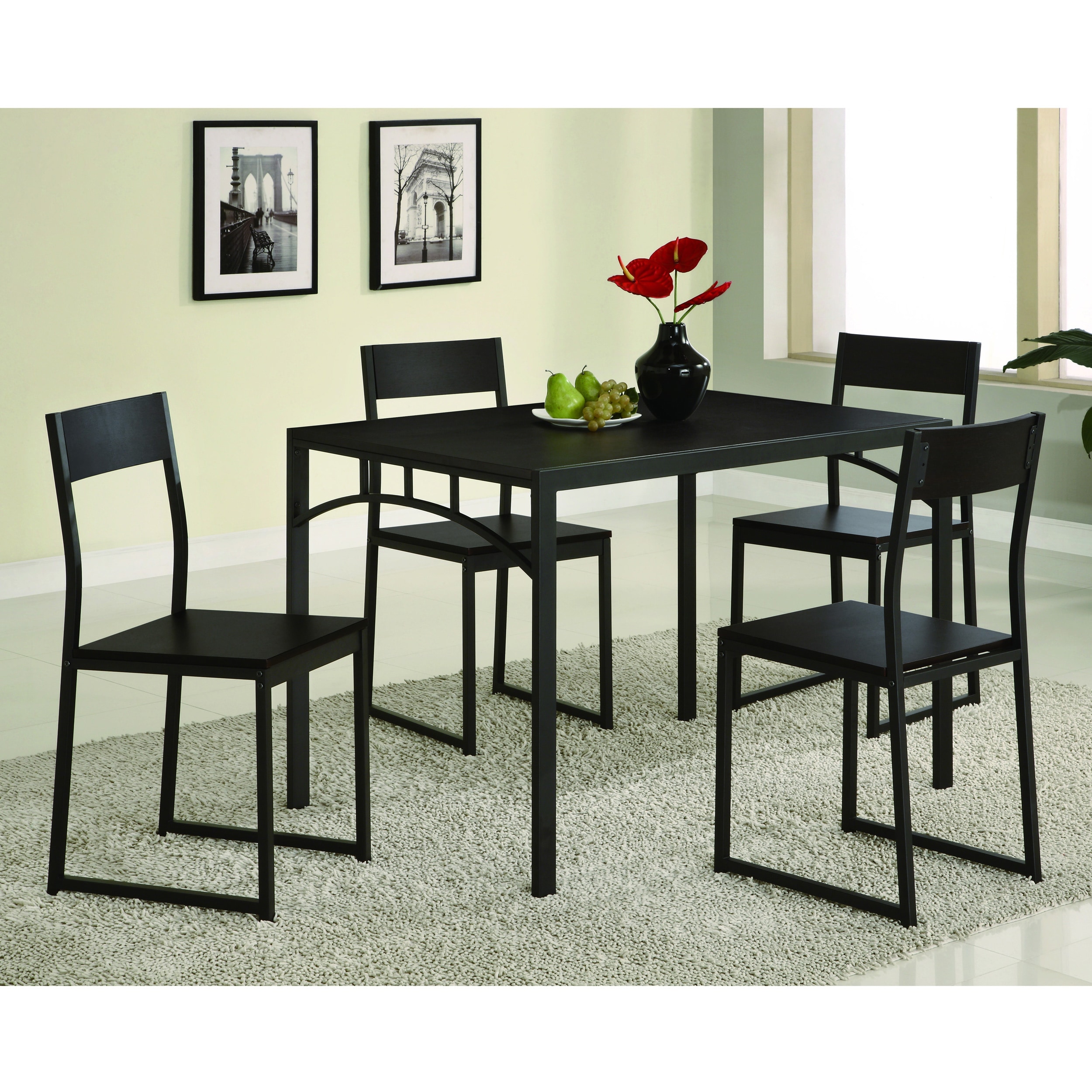 Coaster Dark Cappuccino Modern 5 piece Dining Set Cappuccino Size 5 Piece Sets