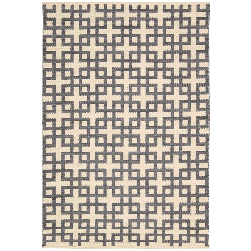 Nourison Maze MAZ01 Area Rug - 2' 3" x 3' 9" - Grey - Stripe/Geometric - Accent/Indoor/Handmade - Flatweave - Casual/Modern & Contemporary - 2' x 3' - Wool/Cotton - N/A