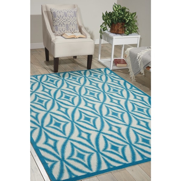 Waverly Sun N' Shade Centro Azure Indoor/ Outdoor Rug by Nourison - 7'9 x 10'10