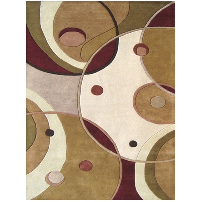 Hand tufted Geometric Beige/ Multi Wool Rug (9 X 12)