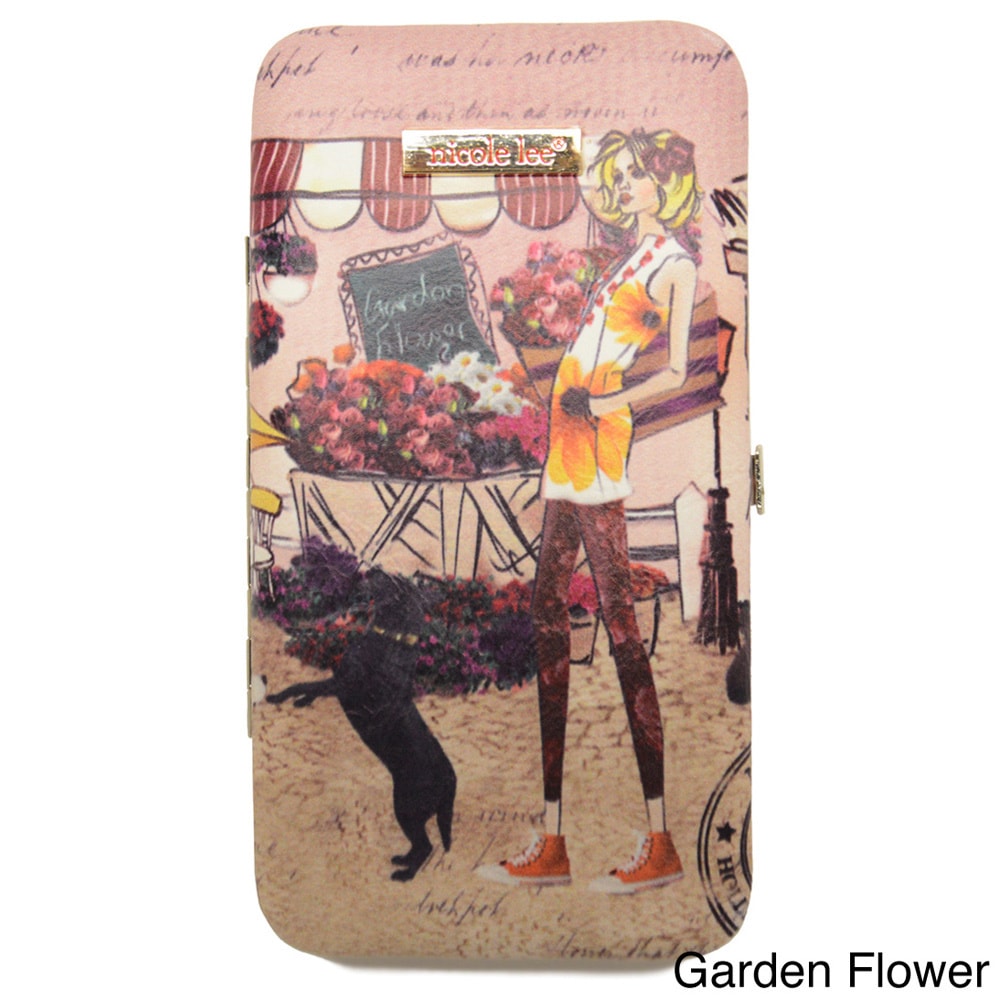 Nicole, Inc Nicole Lee Garden Print Collection Push lock Wallet Multi Size Small