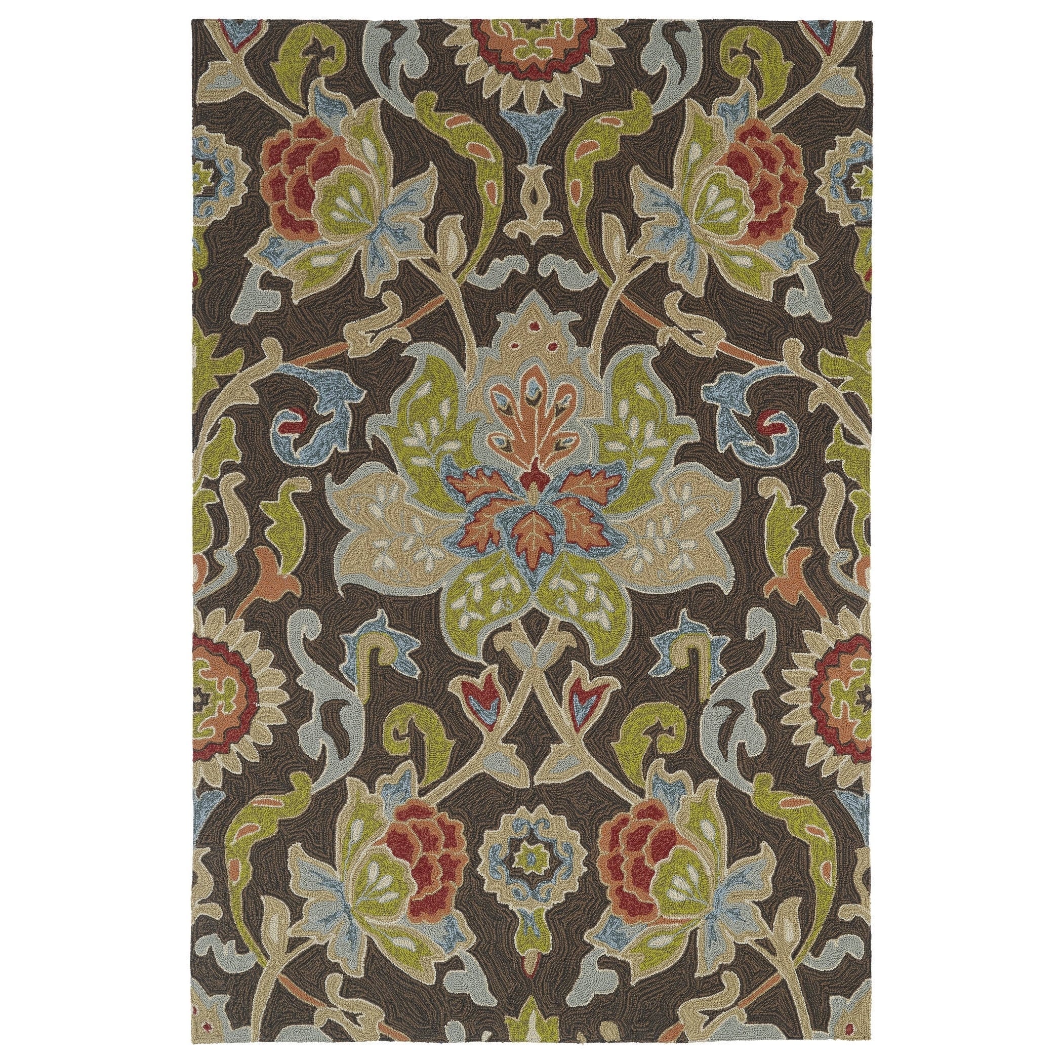 Indoor/ Outdoor Fiesta Brown Flower Rug (76 X 9)