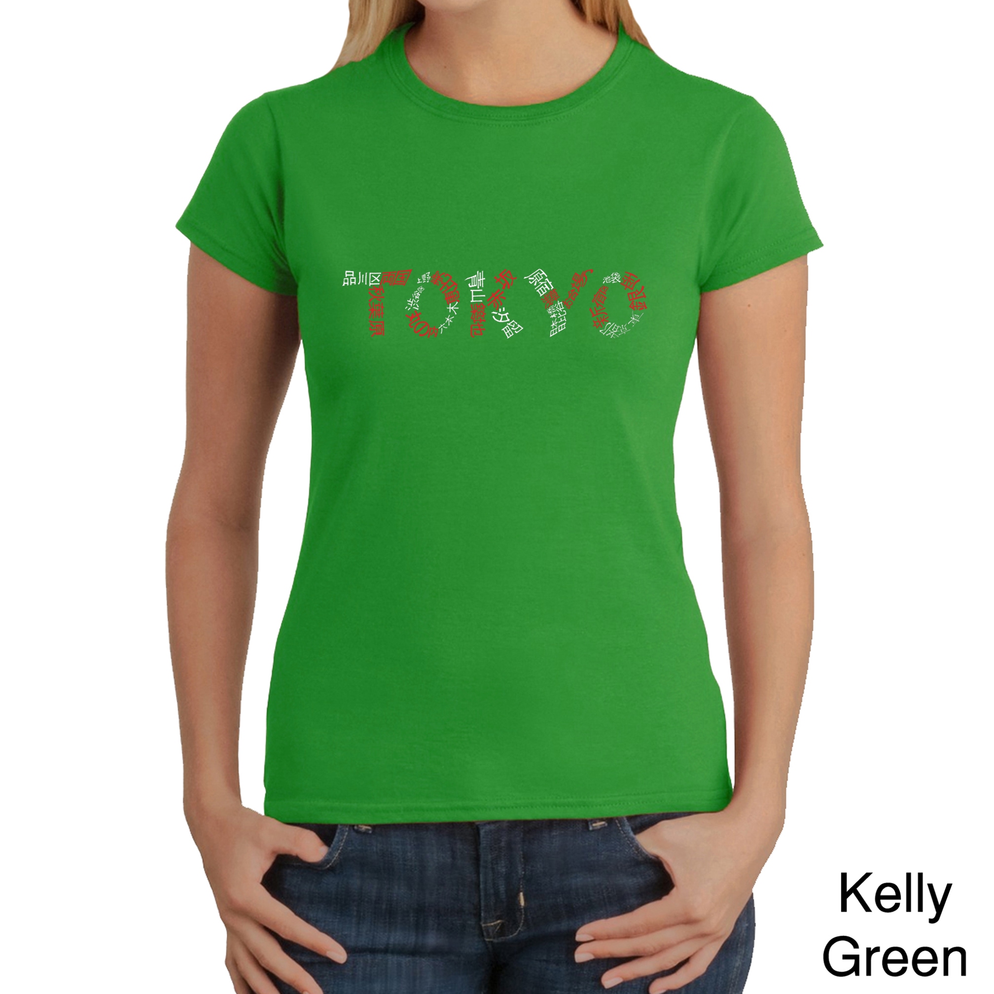 Los Angeles Pop Art Los Angeles Pop Art Womens Tokyo Cities T shirt Green Size M (8  10)