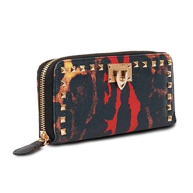 Via Byrn Mixed Leopard Print Zip around Wallet