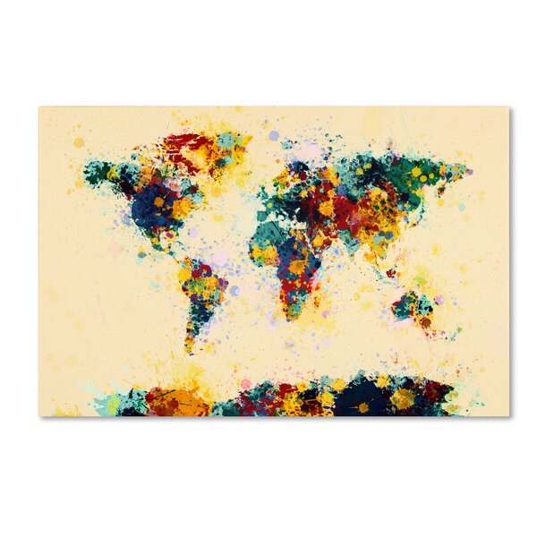 Michael Tompsett World Map Paint Splashes Canvas Art   16051797