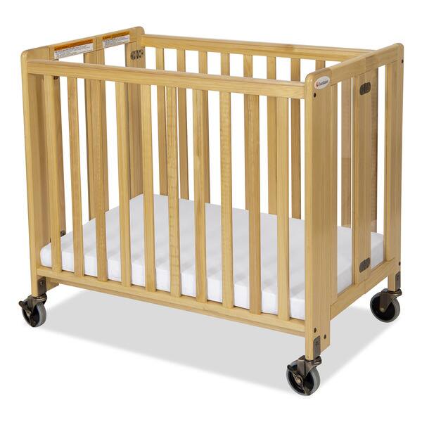 slide 2 of 2, Foundations HideAway Compact Clearview Solid Wood Folding Crib