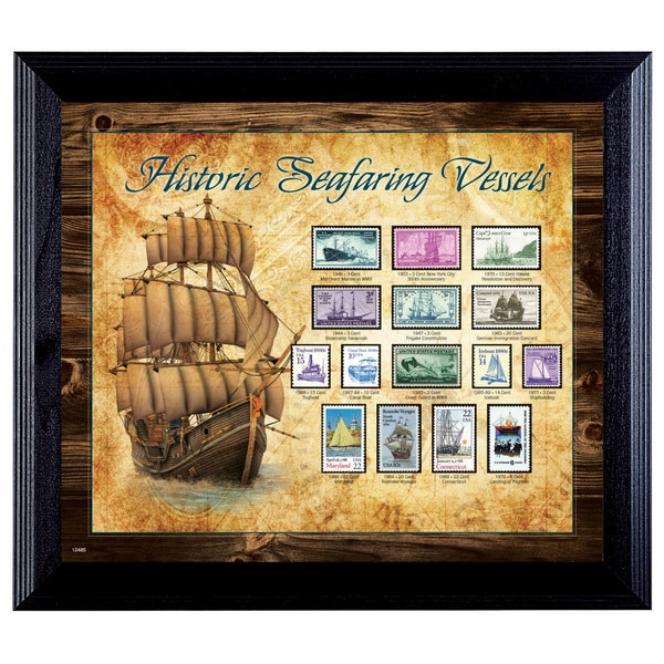 American Coin Treasures Ships on Stamps Wall Frame